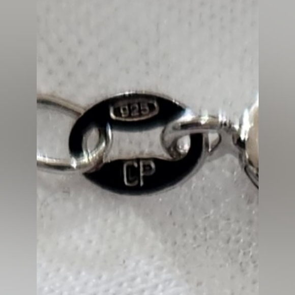 Sterling Silver 925 CP Necklace with pink culture pearl and crystal drop. NWOT - Picture 6 of 6